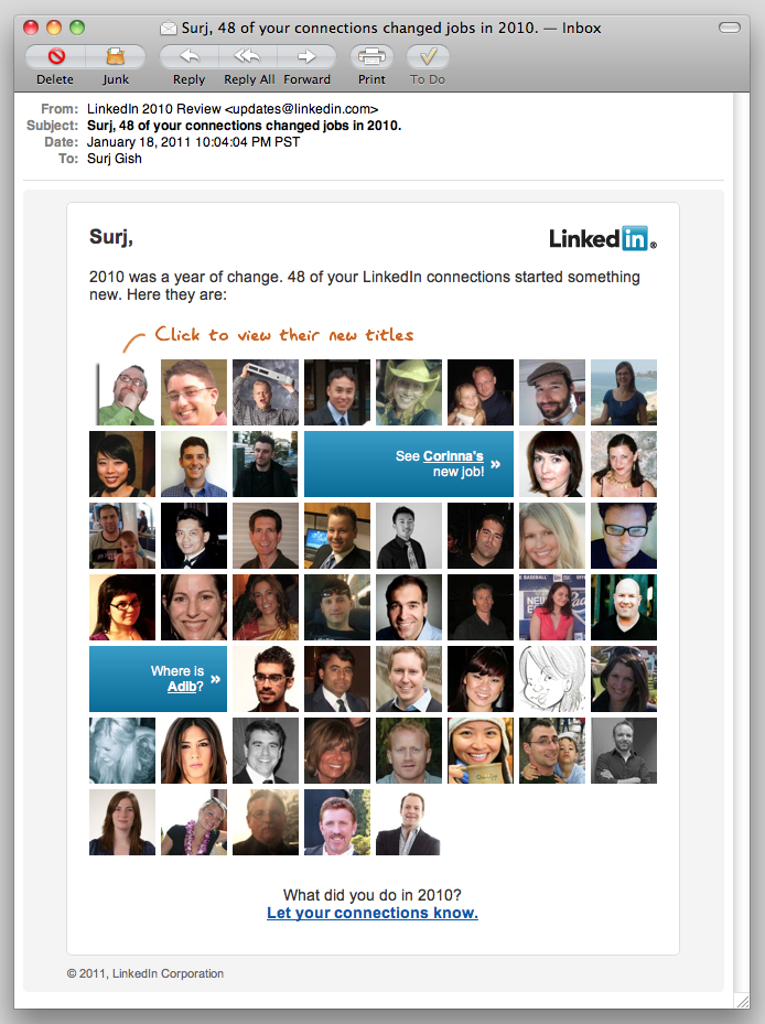 Screenshot of personalized email from LinkedIn.